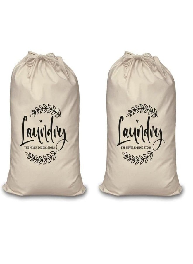 Mayatra's Cotton Laundry Bag for Clothes - Travel Organizer - Eco-Friendly 100% Pure Cotton Drawstring Bag - Large Size - Hanging Laundry Bag Foldable and Washable (Pack Of 2) - Image 1