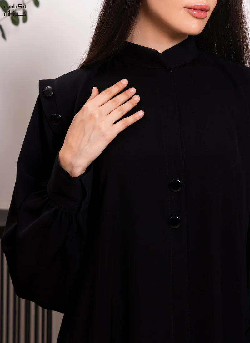 Nikias Nikias Nida abaya with collar and buttons with smart cuffs