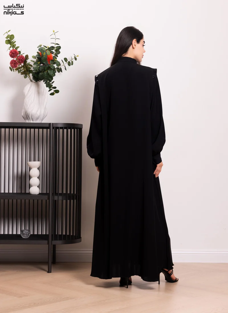 Nikias Nikias Nida abaya with collar and buttons with smart cuffs