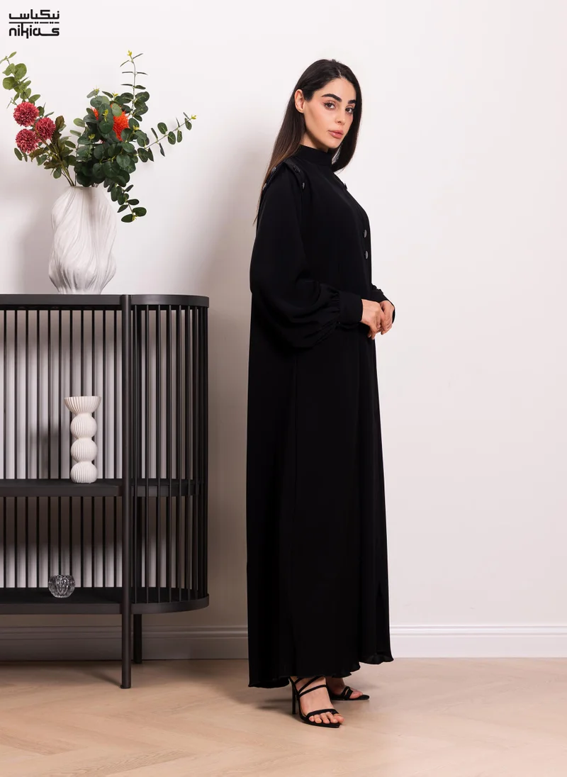نيكياس Nikias Nida abaya with collar and buttons with smart cuffs