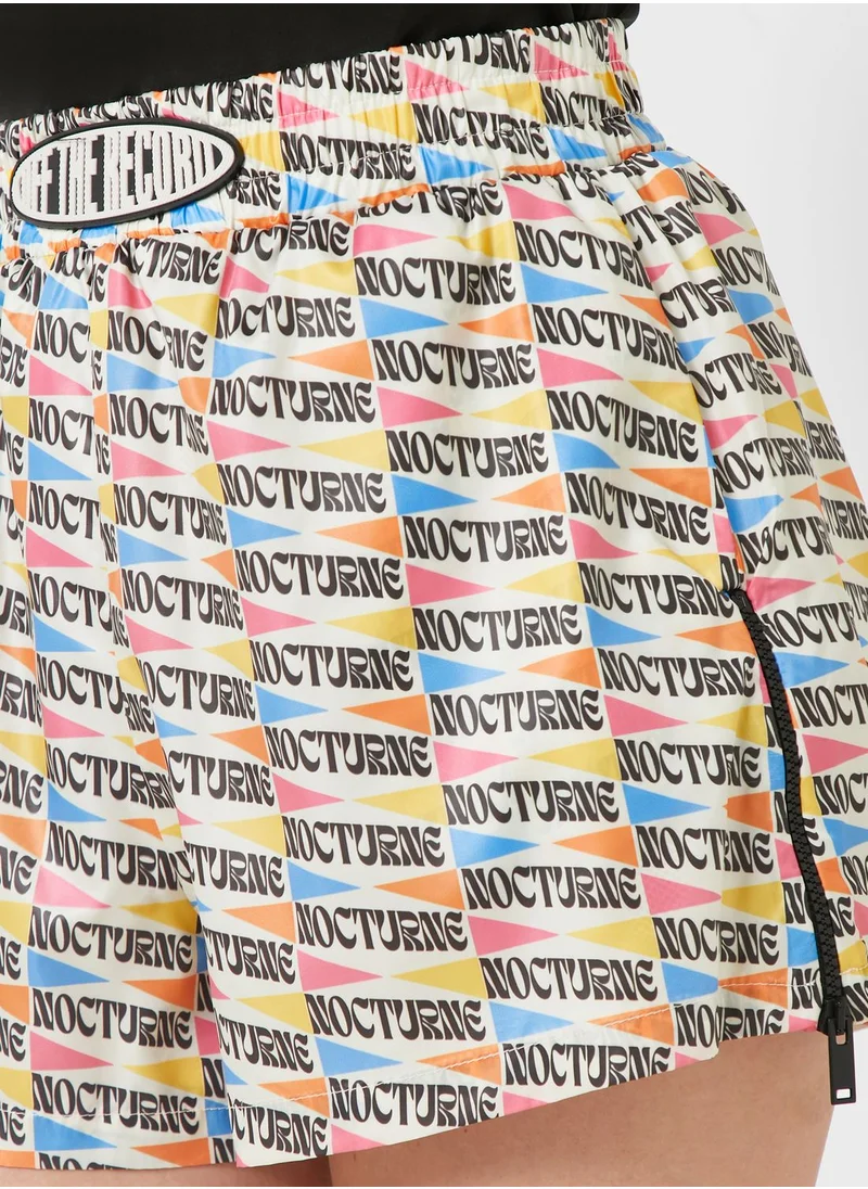 Nocturne Zipper Detail Patterned Shorts