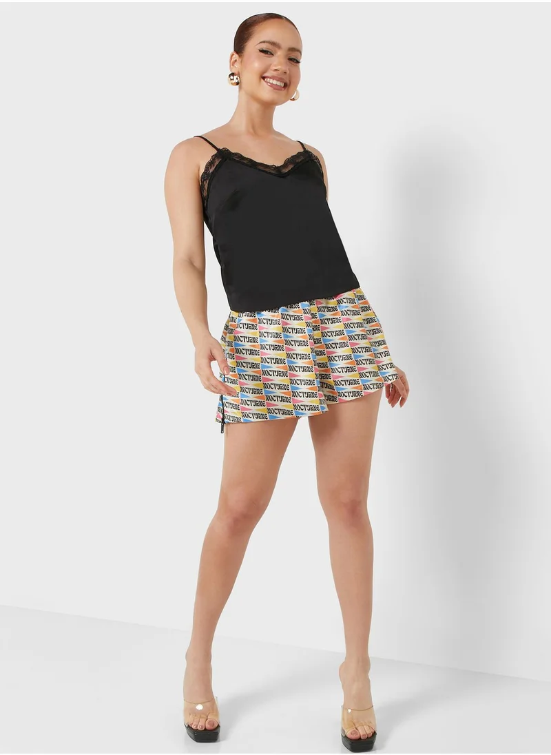 Nocturne Zipper Detail Patterned Shorts