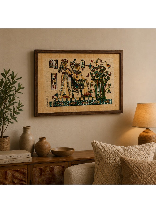 هاندرد بلس ورق بردي مصري طبيعي أصلي مقاس A4 مصنوع يدويًا في مصر من نبات البردي الحقيقي بتصميم الملكات المصريات وحديقة اللوتس مطبوع للديكور والهدايا التذكارية - Image 2