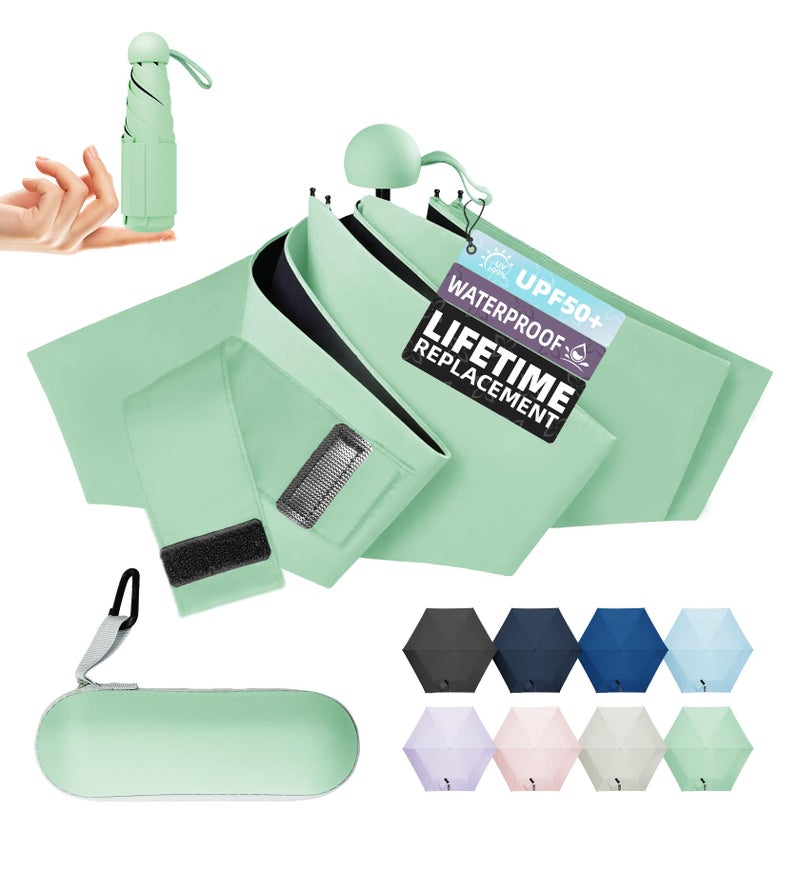 LILAC Travel Mini Umbrella with UPF 50+ Cooling UV Rain Protection, Compact Small & Lightweight Pocket-Sized Folding Umbrellas with Case for Purse & Backpack, Thoughtful Gift Women Men & Kids - Image 1