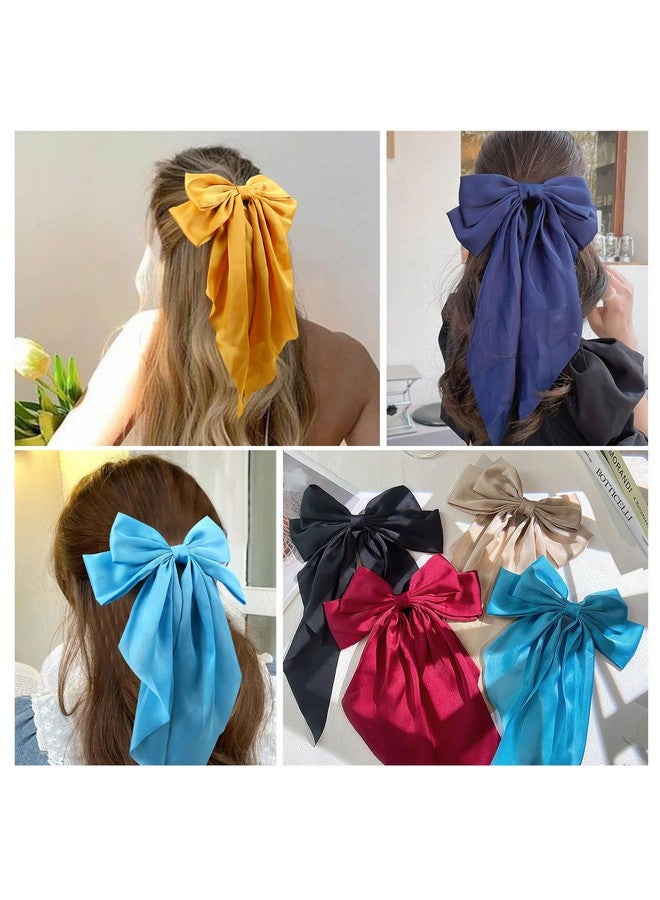 TOKUFAGU 10 PCS Large Hair Ribbon Barrettes with Long Tails for Women & Girls, TOKUFAGU Vintage French Hair Accessories - Bow Clips in 10 Colors (Set A) - Image 5