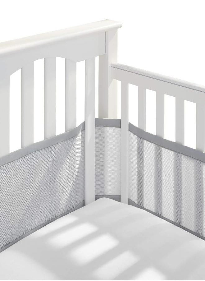 BreathableBaby - BreathableBaby Breathable Mesh Crib Liner - Classic Collection - Gray - Fits Full-Size Four-Sided Slatted and Solid Back Cribs - Anti-Bumper - Image 1