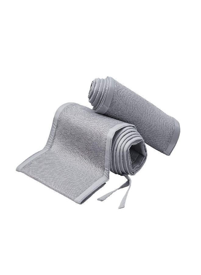 BreathableBaby - BreathableBaby Breathable Mesh Crib Liner - Classic Collection - Gray - Fits Full-Size Four-Sided Slatted and Solid Back Cribs - Anti-Bumper - Image 1