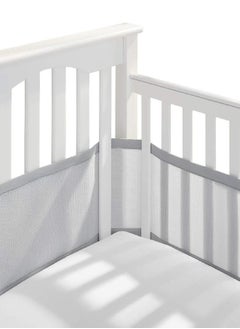 BreathableBaby Breathable Mesh Crib Liner - Classic Collection - Gray - Fits Full-Size Four-Sided Slatted and Solid Back Cribs - Anti-Bumper