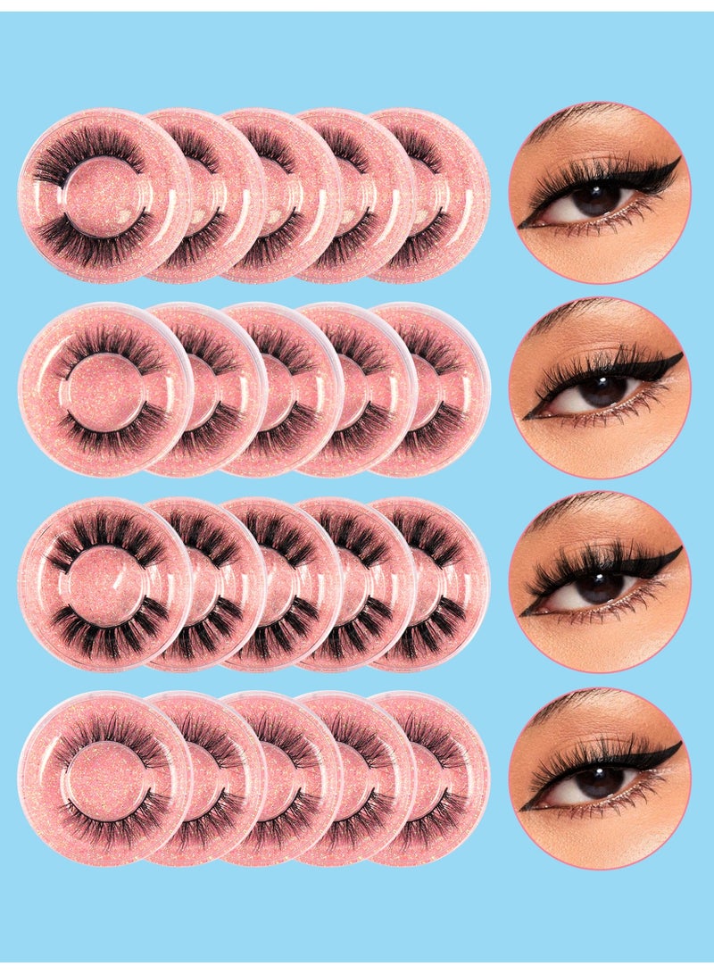 MAGEFY Half  Lashes False Eyelashes Cat Eyes Wispy Natural Faux Mink Lashes 20 Pairs Pack Light Volume Short Fake Eye Lashes Multipack - Image 1