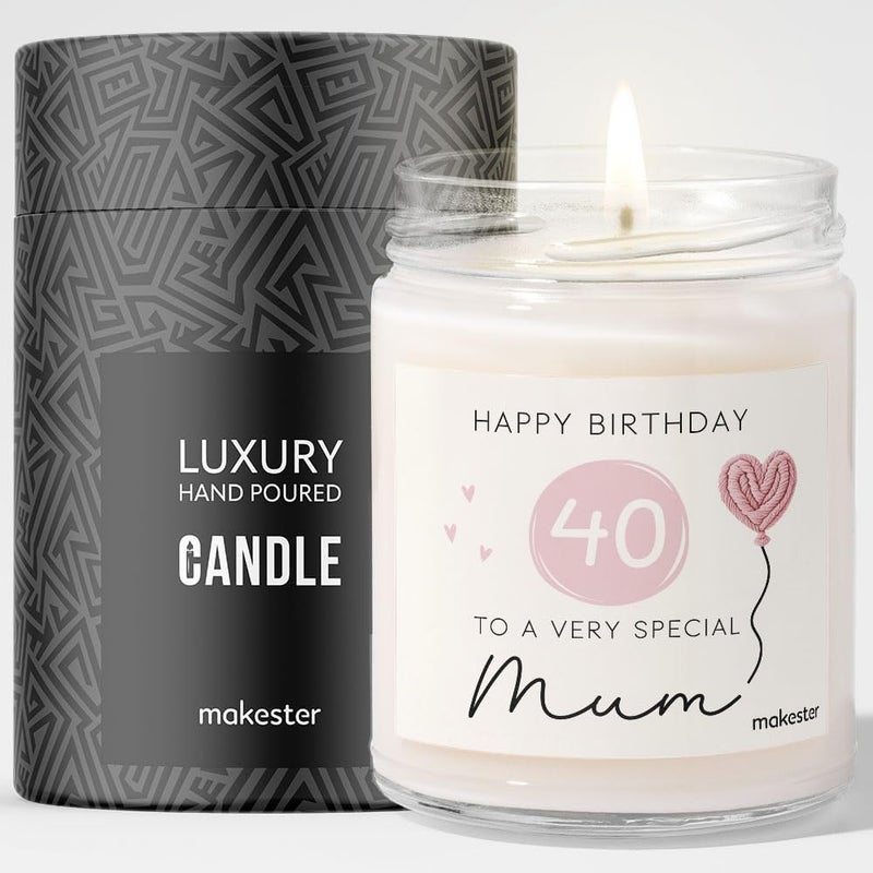Makester Mum 40th Birthday Gifts - Luxury Soy Wax - Vanilla, Jasmine, Sugared Almond - Makester - Image 1