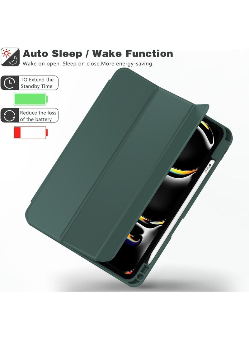 جاجيك Sleek iPad Pro 11 Inch Case 2024 (5th Gen, M4) (Midnight Green) – Slim Smart Protective Cover with Built-in Pencil Holder, USB-C Pencil Charging Support, Auto Sleep/Wake Function, Touch ID Friendly, Magnetic Multi-Angle Trifold Stand - Image 2