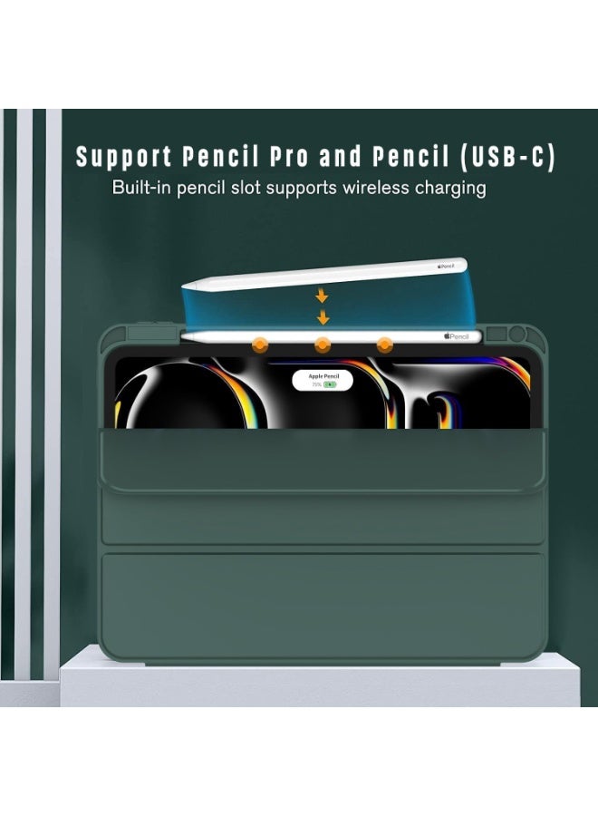 جاجيك Sleek iPad Pro 11 Inch Case 2024 (5th Gen, M4) (Midnight Green) – Slim Smart Protective Cover with Built-in Pencil Holder, USB-C Pencil Charging Support, Auto Sleep/Wake Function, Touch ID Friendly, Magnetic Multi-Angle Trifold Stand - Image 4