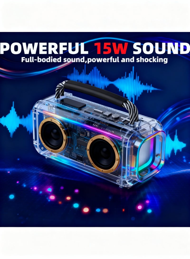 Portable Wireless Bluetooth Speaker with HD Sound, Bluetooth 5.4, 15W Dual Speaker, 16H Playtime, IPX7 Waterproof and Drop-Proof, TWS Pairing, for Outdoor/Home/Party/Beach (Square) - Navy Blue - Image 3