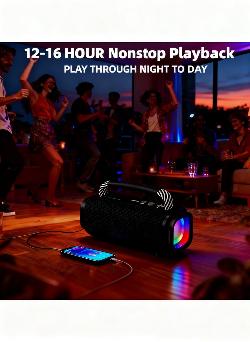Portable Wireless Bluetooth Speaker with HD Sound, Bluetooth 5.4, 15W Dual Speaker, 16H Playtime, IPX7 Waterproof and Drop-Proof, TWS Pairing, for Outdoor/Home/Party/Beach (Square) - Navy Blue - Image 4