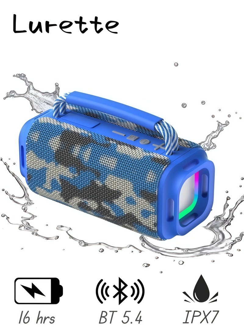 Lurette Portable Wireless Bluetooth Speaker with HD Sound, Bluetooth 5.4, 15W Dual Speaker, 16H Playtime, IPX7 Waterproof and Drop-Proof, TWS Pairing, for Outdoor/Home/Party/Beach (Square) - Navy Blue - Image 1