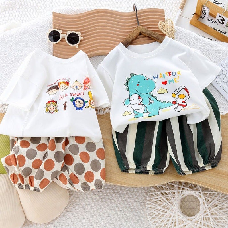 Boys And Girls Cotton Short-Sleeved T-Shirt New Summer Small And Medium-Sized Children'S Foreign-Style Cute Top Baby Printed White Trendy T - Image 4