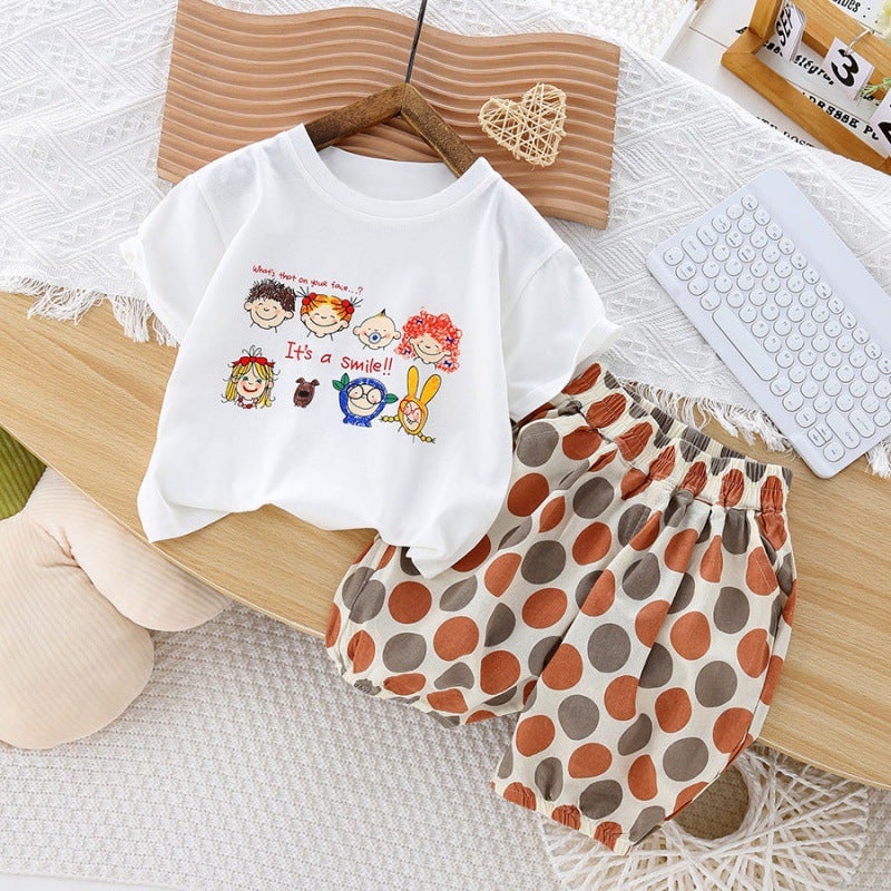 Boys And Girls Cotton Short-Sleeved T-Shirt New Summer Small And Medium-Sized Children'S Foreign-Style Cute Top Baby Printed White Trendy T - Image 3