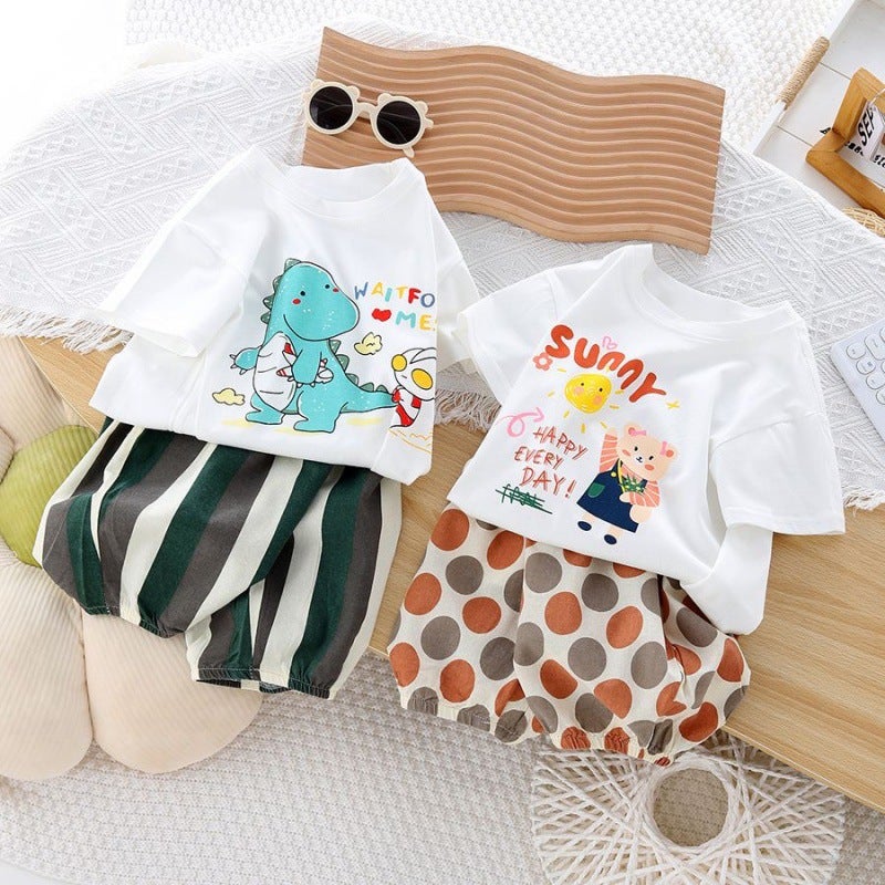 Boys And Girls Cotton Short-Sleeved T-Shirt New Summer Small And Medium-Sized Children'S Foreign-Style Cute Top Baby Printed White Trendy T - Image 5