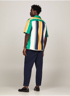 TOMMY HILFIGER Men's Th Monogram Colour-Blocked Cuban Collar Classic Shirt -  Pure cotton, Multicolor  - Image 3