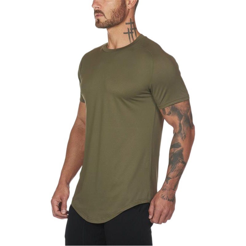 Foreign trade solid color blank fitness short-sleeved T-shirt men''s mesh breathable sports autumn and winter fashion trendy slim top - Image 2
