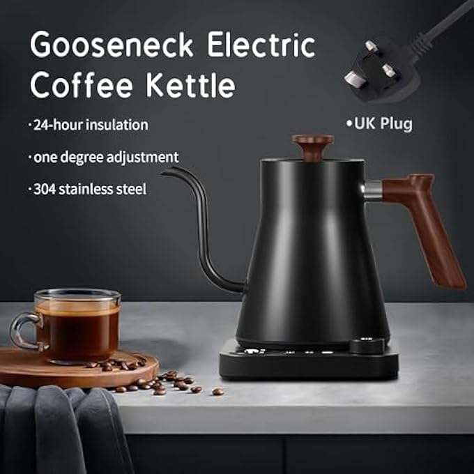 AoMige Electric Gooseneck Kettle304 Stainless Steel Coffee Kettle With Temperature Control PresetsQuick Heating  Automatic Shut Off Electric Tea Pot For Pour Over CoffeeBrew TeaBoil Hot Water09L - Image 4