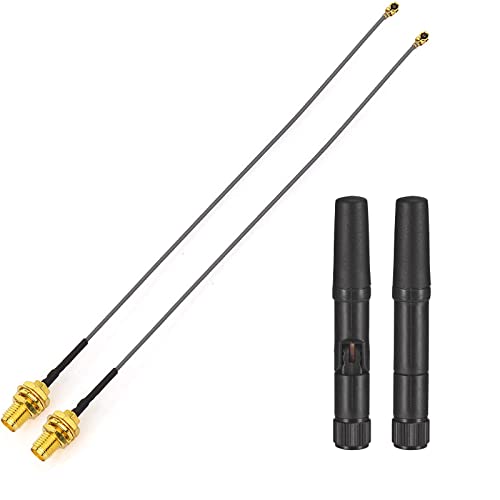 Eightwood Dual Band Small WiFi Antenna 2.4GHz 5GHz RP-SMA Male Antenna with RP-SMA Female Cable 6in for Mini PCIe Network Card - Image 1