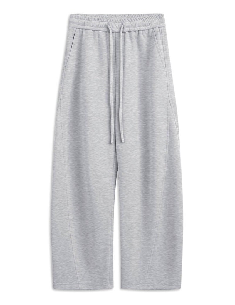 FACDIBY Women's Fleece Lined Barrel Sweatpants Baggy Casual Wide Leg Pants Drawstring Athletic High Waisted Lounge Sweats with Pockets Grey S - Image 5