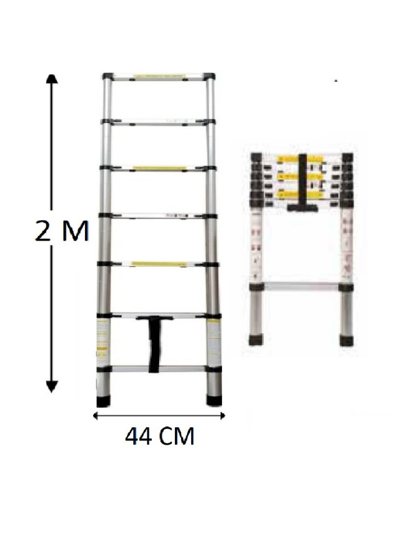 Extendable 2m Aluminum Telescopic Ladder with Non-Slip Feet and Adjustable Height - Image 1