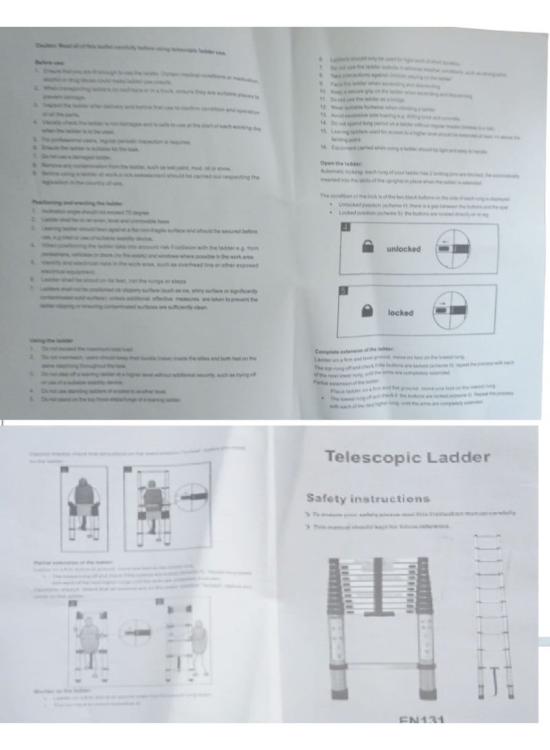Extendable 2m Aluminum Telescopic Ladder with Non-Slip Feet and Adjustable Height - Image 5