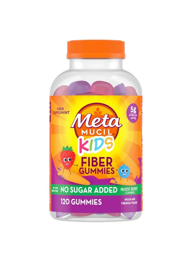 Metamucil Kids Fiber Supplement Gummies, No Sugar Added, 5g Prebiotic Plant-Based Fiber Blend, Mixed Berry Flavored, 120ct Gummies - Image 1