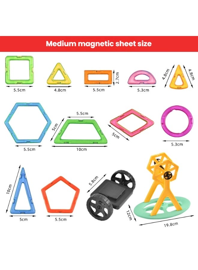 88 Piece Kids' Magnetic Building Tiles Set Colorful Shapes Endless Creations and Educational Construction Adventures - Image 3