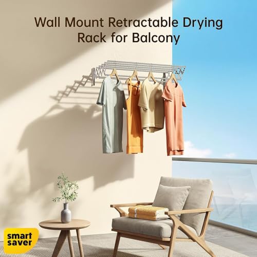 Smart Saver Wall Mounted Clothes Drying Rack, Foldable Wall Mount Laundry Rack Folding Indoor, Drying Rack Clothing Collapsible, Retractable Towel Rack, Space Saver with 5 Drying Rods - Image 5