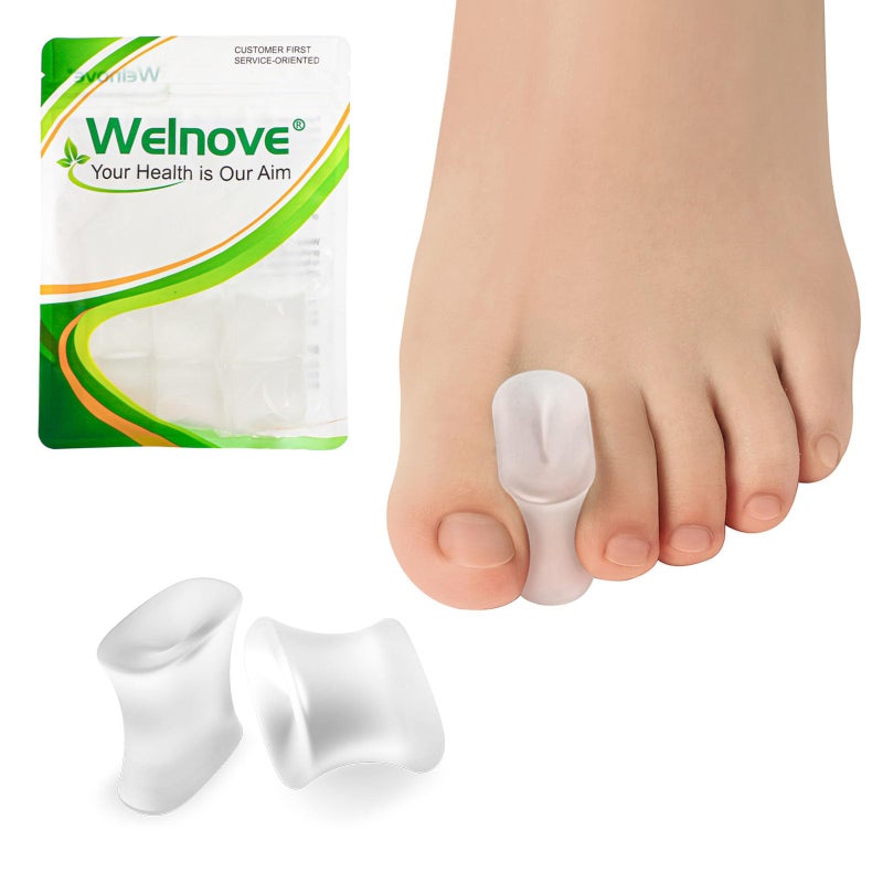 Welnove Upgraded Gel Toe Separators 8Pack Aloe Vera Extract Infused Silicone Toe Spacers for Straightening Overlapping Toes Calluses Bunion Corrector for Men and Women Large Clear - Image 3