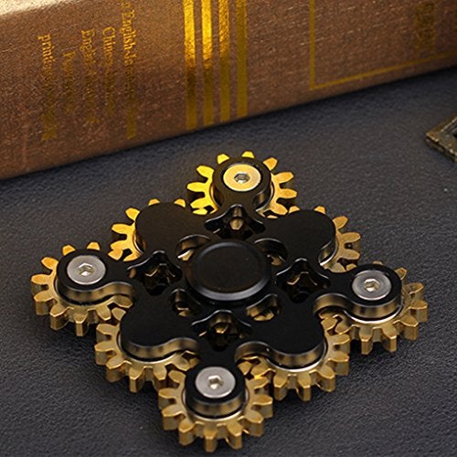 Bitopbi Pure Brass Fidget Spinner Gears Linkage Fidget Metal DIY Hand Spinner Spins Long Time EDC Focus Meditation Break Bad Habits ADHD with Multiple Premium Bearings 9 Gears Black - Image 5