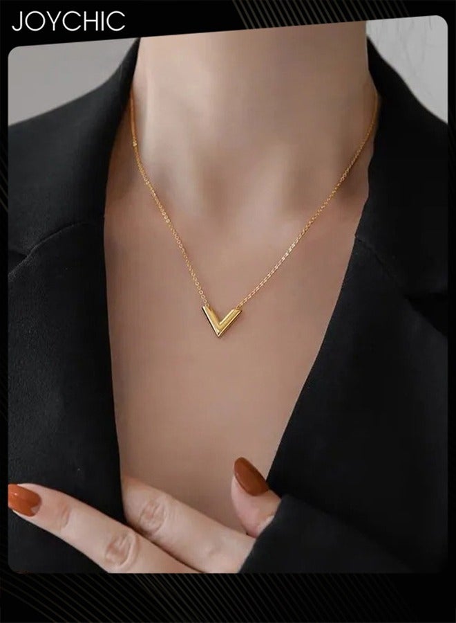 Joychic V-Shaped Pendant Necklace For Women and Girls Trendy Fashion Accessories with a Unique Minimalist Vibe Fashion Jewelry Dress Accessories - Image 1
