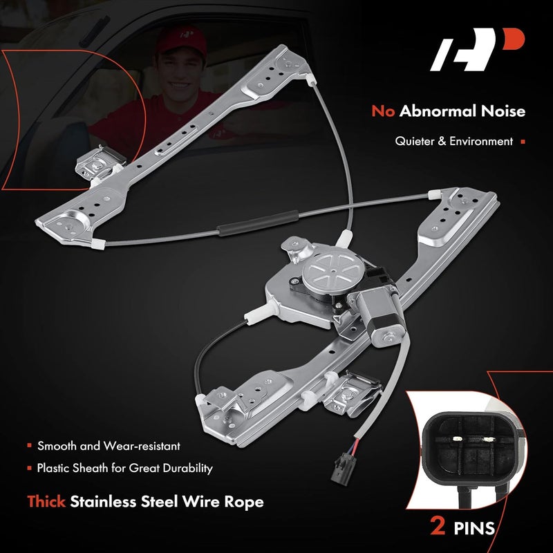 A-Premium Front Driver Side Power Window Regulator with 2-Pin Motor for Chrysler 300, Dodge Charger, and Magnum - Image 5