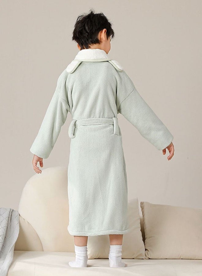 Hanayo Kids Bath Robe Winter Nightgown Cute Bathrobe for Girls & Boys Unisex Bathrobe V Neck Long Sleeve Sleepwear Robe Casual Pajamas Perfect for Toddler Everyday Use(Green,M) - Image 4