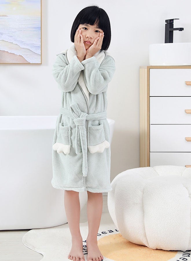 Hanayo Kids Bath Robe Winter Nightgown Cute Bathrobe for Girls & Boys Unisex Bathrobe V Neck Long Sleeve Sleepwear Robe Casual Pajamas Perfect for Toddler Everyday Use(Green,M) - Image 2