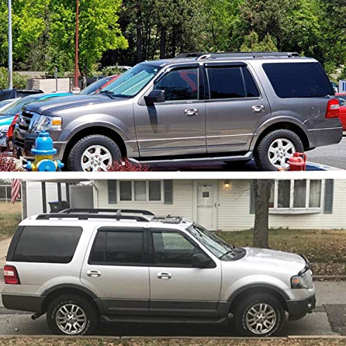 Lightronic واقي نافذة أوتوماتيكي خارجي ليتروينك شديد التحمل، يناسب 1997-2017 فورد إكسبيديشن، 1998-2017 لينكولن نافيجيتور، حماية من الأشعة فوق البنفسجية، واقي مطر، واقي ريح أصلي، بدون حفر، دخاني، 4 قطع - Image 3