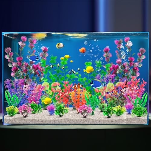 CousDUoBe 30Pcs Aquarium Plants, Fish Tank Accessories Artificial Aquatic Plants,Full Set of Fish Tank Decorations, Various Sizes - Image 5