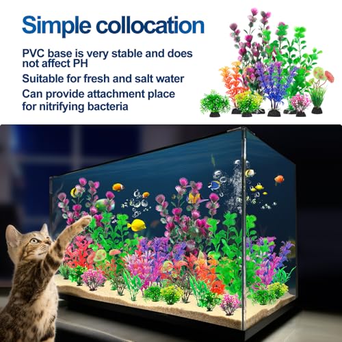 CousDUoBe 30Pcs Aquarium Plants, Fish Tank Accessories Artificial Aquatic Plants,Full Set of Fish Tank Decorations, Various Sizes - Image 4