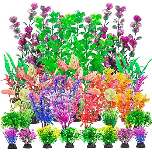 CousDUoBe 30Pcs Aquarium Plants, Fish Tank Accessories Artificial Aquatic Plants,Full Set of Fish Tank Decorations, Various Sizes - Image 1