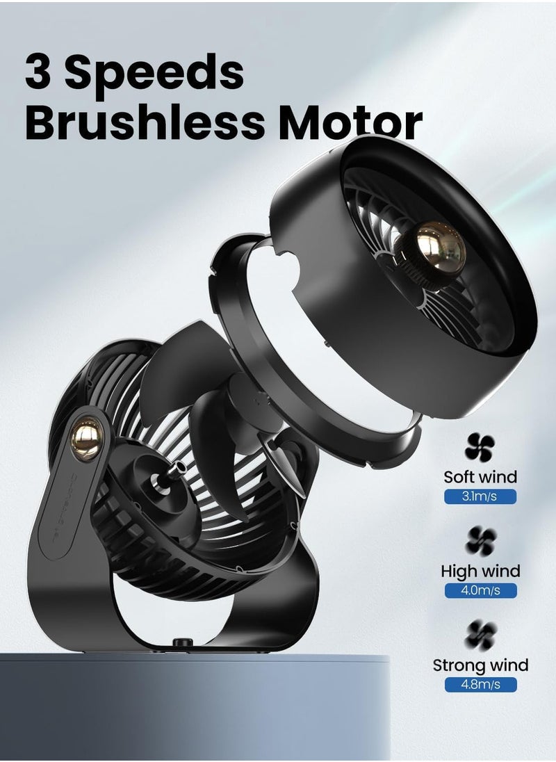 Joshberg Desk Fan, 6 Inch Quiet Air Circulator Fan, 4 Speeds with Strong Airflow, 360° Rotate Portable Fan for Bedroom Home Office Desktop Travel  - Image 5