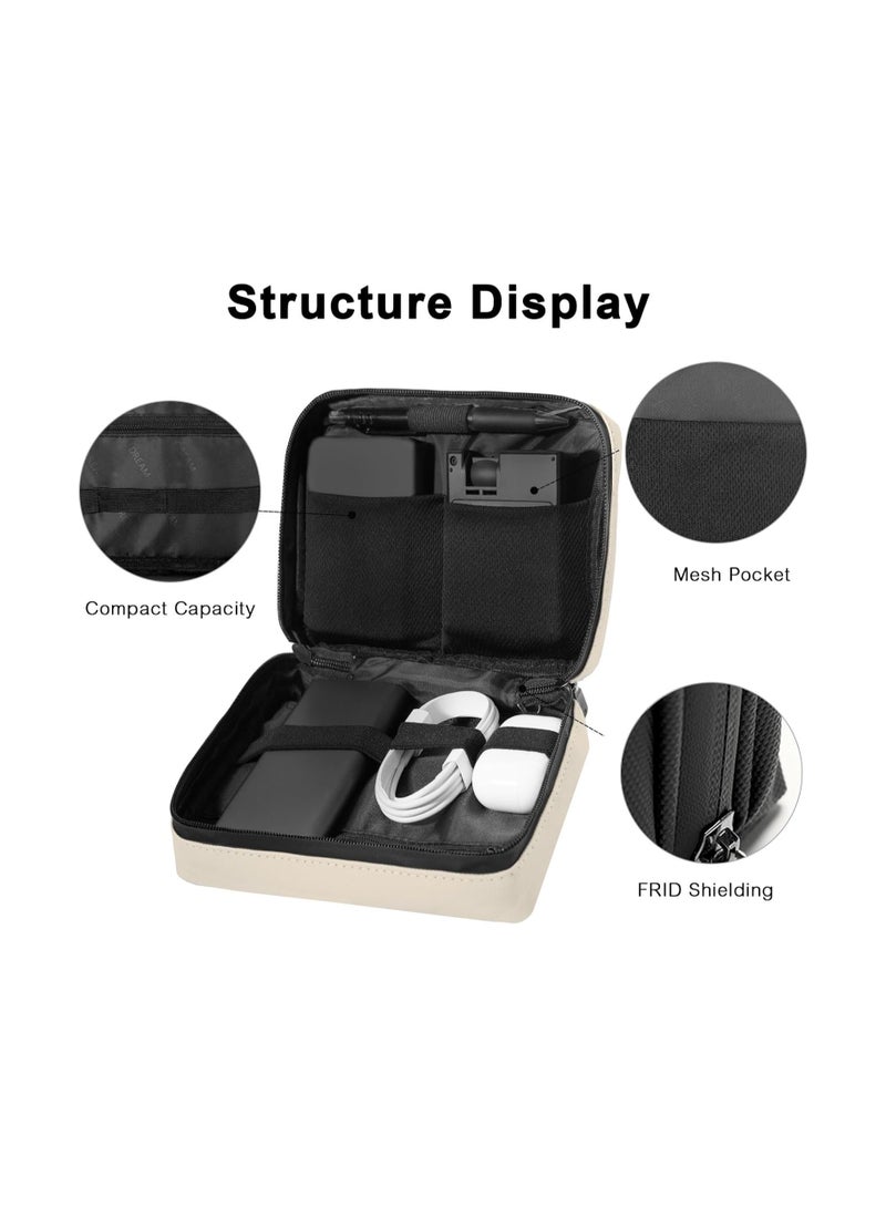 SYOSI Electronics Organizer Travel Universal Cable Cord Organizer Bag Portable Waterprrof Leather Electronics Accessories Bag for Cable Charger Phone SD Card Business Travel - Image 2