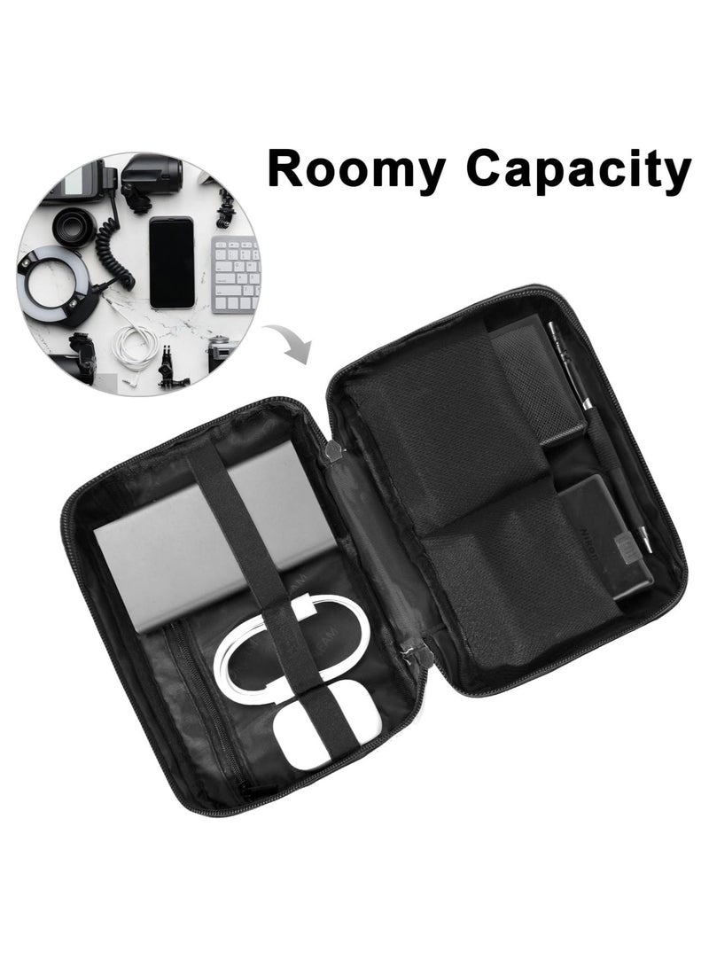 SYOSI Electronics Organizer Travel Universal Cable Cord Organizer Bag Portable Waterprrof Leather Electronics Accessories Bag for Cable Charger Phone SD Card Business Travel - Image 3