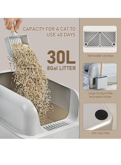 GUDOO Deep Stainless Steel Cat Litter Box with Lid Extra Large Litter Box for Big Cats XL Metal Litter Pan Tray with High Wall Sides Enclosure Non-Sticky Anti-Leakage Easy Cleaning  - Image 5