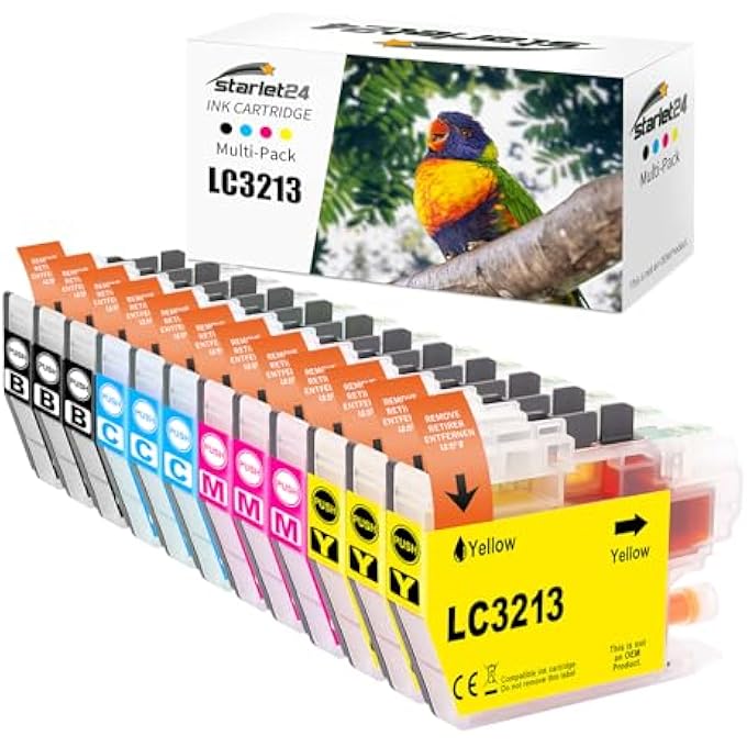 12X LC3213 LC-3213 COMPATIBLE WITH BROTHER LC-3213 LC3213 PRINTER CARTRIDGES FOR BROTHER DCP-J572DW DCP-J772DW DCP-J774DW MFC-J497DW MFC-J491DW MFC-J890DW MFC-J895DW - Image 1