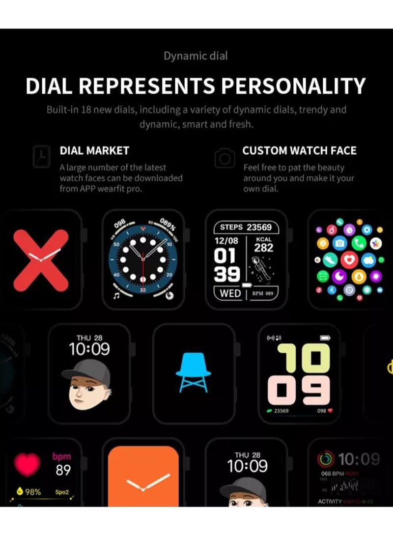 Z36s Watch7 Smartwatch With Bluetooth Calling And Replaceable Strap Black