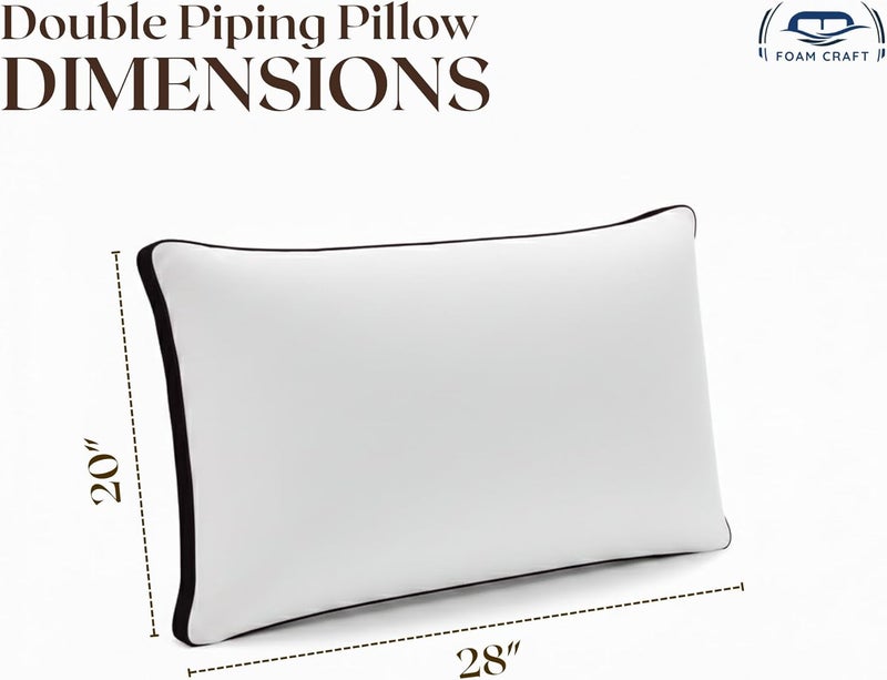 FOAM CRAFT FOAMCRAFT® Double Piping Bed Pillows - Hotel Quality Down Alternative for Neck & Shoulder Pain Relief (2 Pack, Black, Standard - 20" X 28") - Image 2