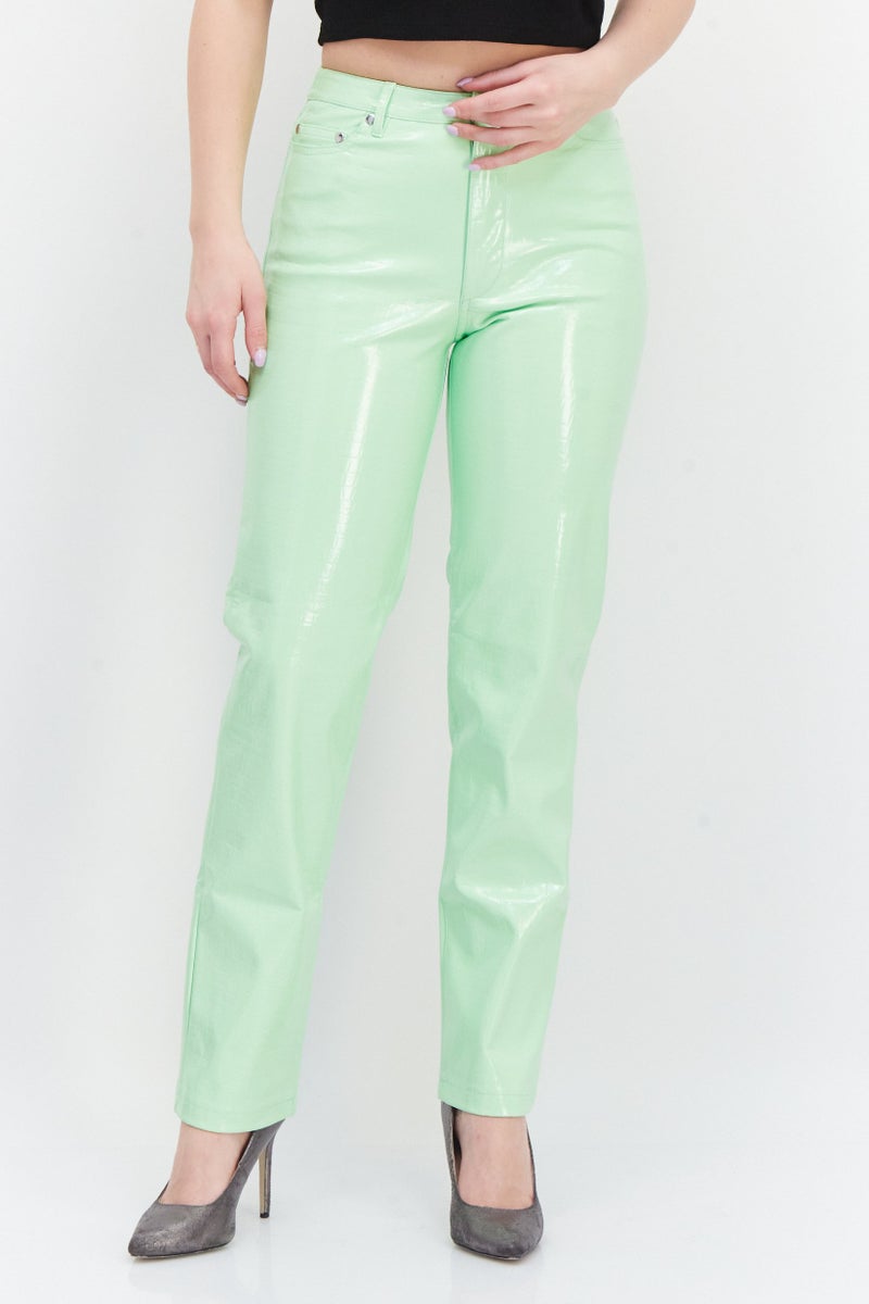 RIVER ISLAND Women Snake Printed Straight Pull On Pants, Green - Image 1